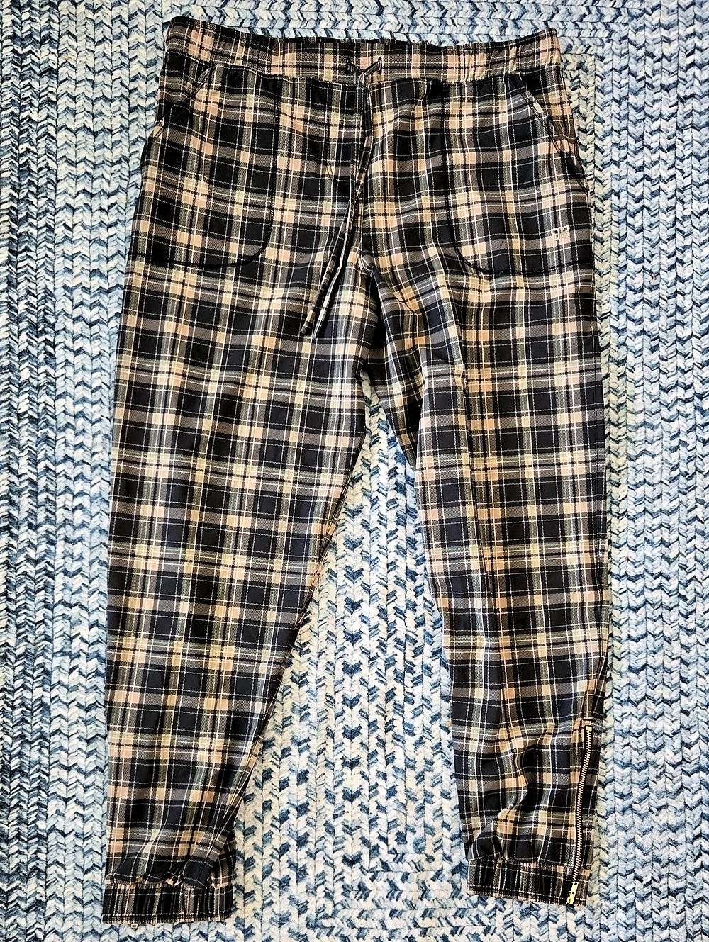 Albion Plaid Jettsetter Jogger Pants in Black & Brown Size Small PETITE
